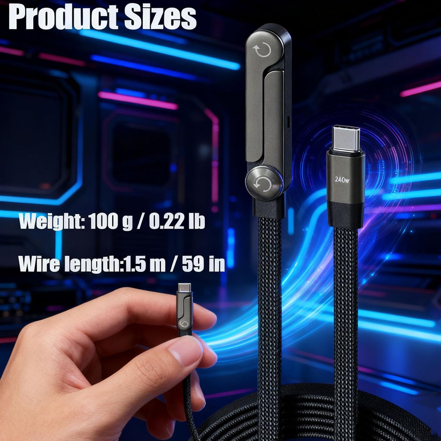 2-In-1 Invisible -240W Fast Charging Cable + Built‑In Invisible Stand