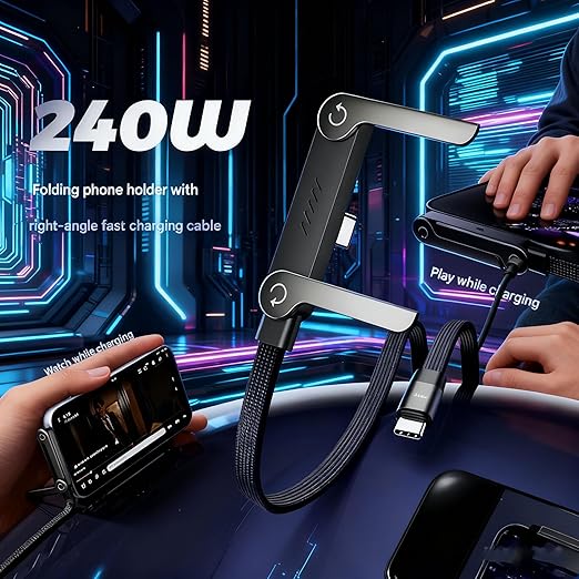 2-In-1 Invisible -240W Fast Charging Cable + Built‑In Invisible Stand